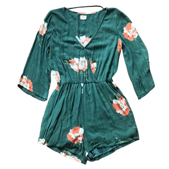 O'Neill Indica Green long sleeved Floral Print Romper size small - Picture 3 of 8